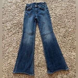 EXPRESS Mid Rise Raw Hem '70s Flare Jeans 2